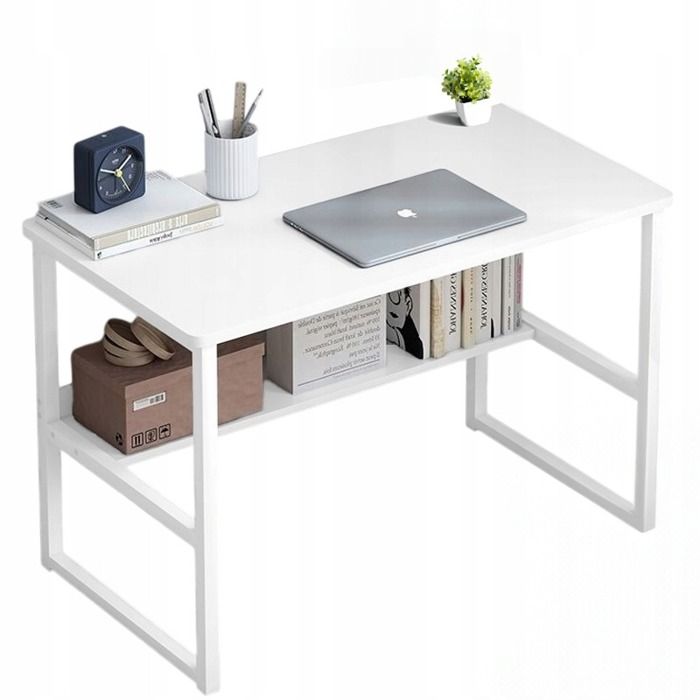 Bureau dordinateur loft blanc pour adolescents avec étagère moderne 100