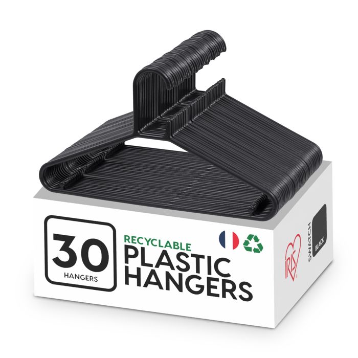 Iris Ohyama Cintres plastique Lot de 30 cintres pour vêtements Noir Sans BPA Placards Epais Résistants CHM-39 Iris Ohyama Cintres plastique Lot de 30 cintres pour vêtements Noir Sans BPA Placards Epais Résistants CHM-39