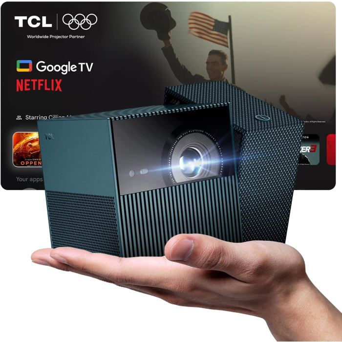 TCL PlayCube Mini - Projecteur portable FHD 1080p 750 ISO Lumens batterie Google TV Dolby Audio