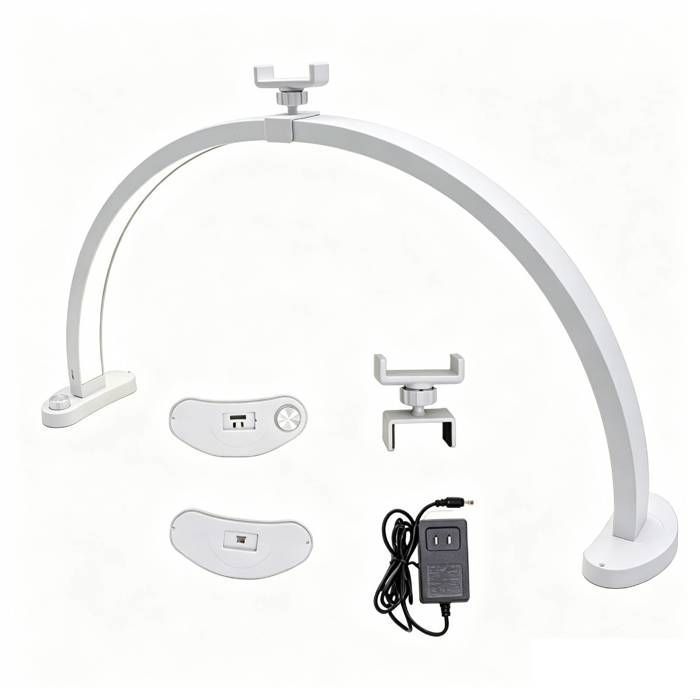 Garosa Lumière demi-lune avec support de téléphone Lampe de bureau à ongles demi-lune avec support luminaire decorative Prise UE