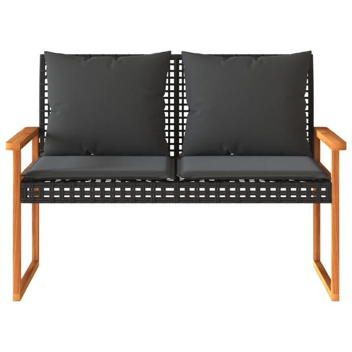 Sale 2026 Banc de jardin - BURKE - Banquette balcon - avec coussin - noir résine tressée et acacia BB428