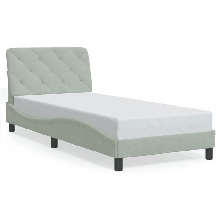 SALE 2026Cadre de lit - 1 personnes - Structure de lit - 218x95x74 5cm gris clair 90x200cm velours 23.7 Kg 398320