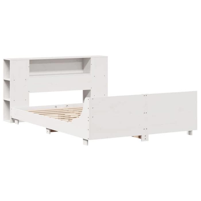 2 Places - Cadre de lit double - VIDAXL - Tête de lit rangement - blanc 160x200 cm - Bois de pin massif FR_002260093