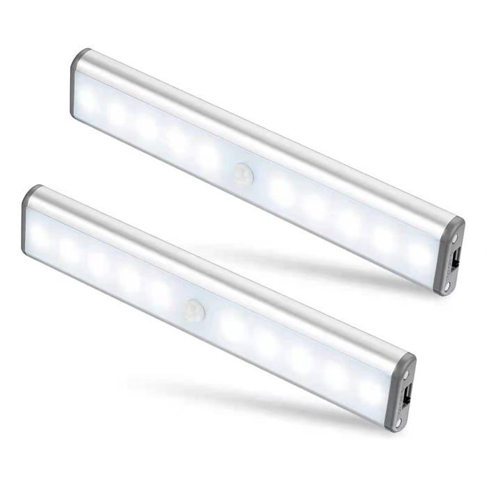 2 lampes de placard - 10graindirigépanneau étroit rechargeable lumière blanche