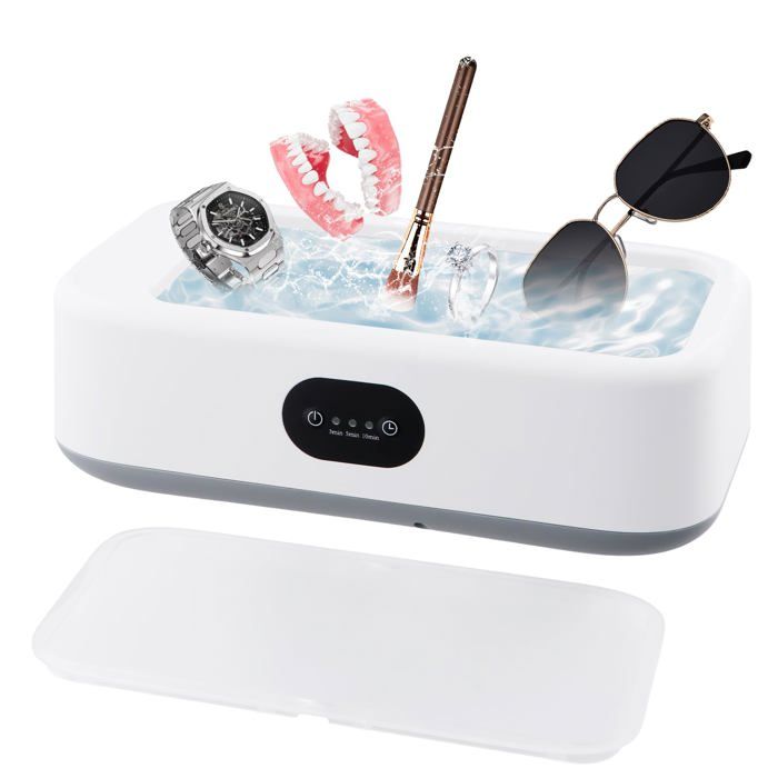 Nettoyeur ultrasonique 40W 49000HZ - 1 640ml 3modes minuterie 360° lunette bijoux dentiers - Blanc Aucuneary