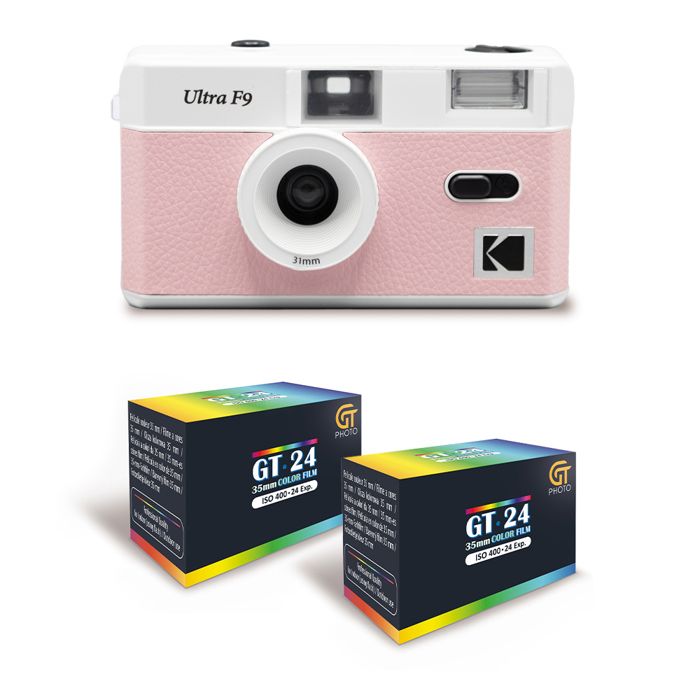 KODAK Ultra F9 Appareil Photo Argentique Réutilisable 35mm Objectif Fixe 31mm F9 Flash Intégré Chargement Facile Rembobinage Manuel Jaune + 2 Pellicules Couleur 24 Expositions Neuf - vue 3