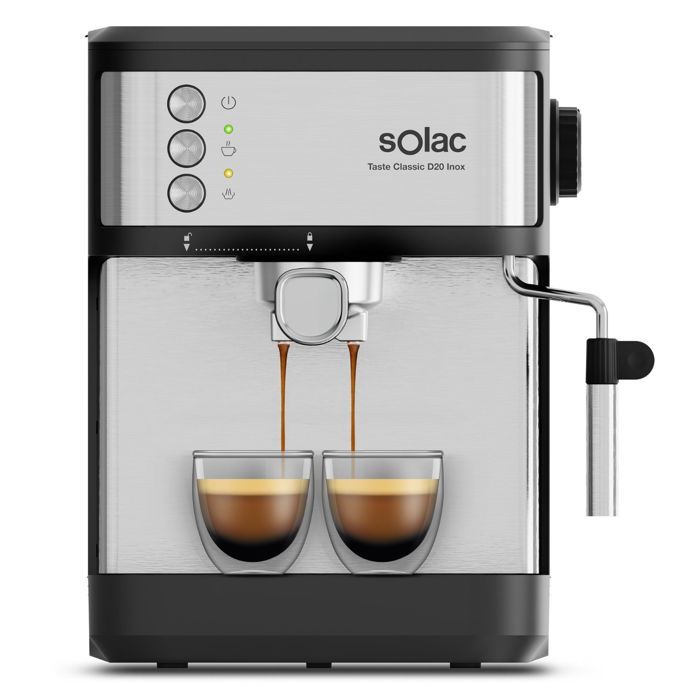 Solac – Machine expresso Taste Classic D20 850W  20 bars  Réservoir 18L  Vapeur inox  Arrêt auto - Solac