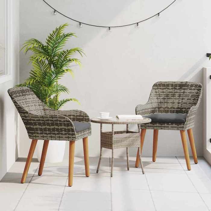 （SOLDES Dété）Chaise de jardin lot de 2 SHIELD chaises de balcon arrière-cour Gris 62 5x55x82cm polyrotin 62 5x55x82cm 2053171