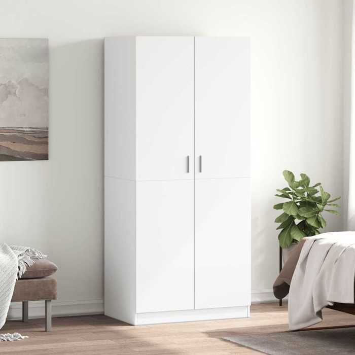 Blanc Garde-robe Blanc 80x52x180 cm Bois d’ingénierie - Armoires H7654