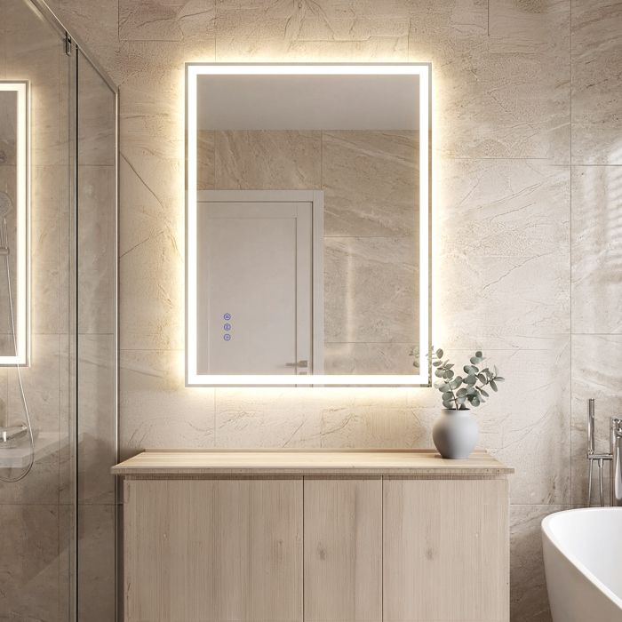 Miroir Mural Lumineux Rectangulaire Anti-buée et Réglable 807 x 607 cm Blanc