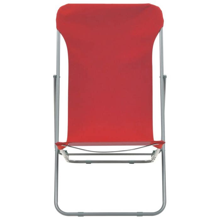 Rouge Siège de jardin - Chaises de plage pliables - (2 pcs) - Acier et tissu oxford Rouge C2412