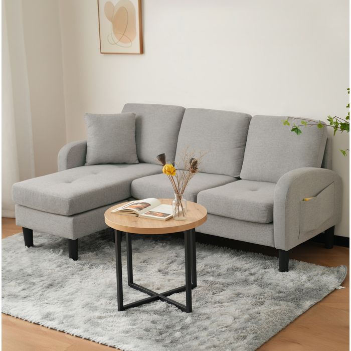 Canapé d’angle modulaire gris avec méridienne réversible 166 × 118 × 77 cm