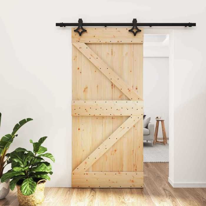 vidaXL Porte coulissante Naturel et noir 95 x 210 cm 3445060