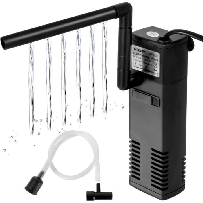 Filtre interne pour aquarium Débit 600L/H - 4 W - Pour aquarium 60L - Éponges filtrantes - Débit réglable mununo