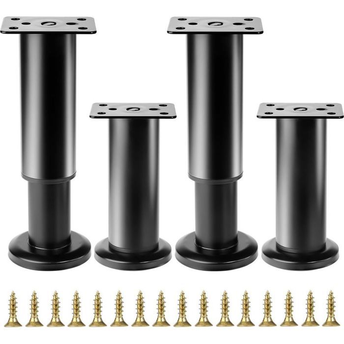 4 Pcs Pied de Meuble Reglable 12-18 cm Pied Meuble Reglable Pieds de Table de Nivellement pour Meubles Pieds de Meubles Réglabl