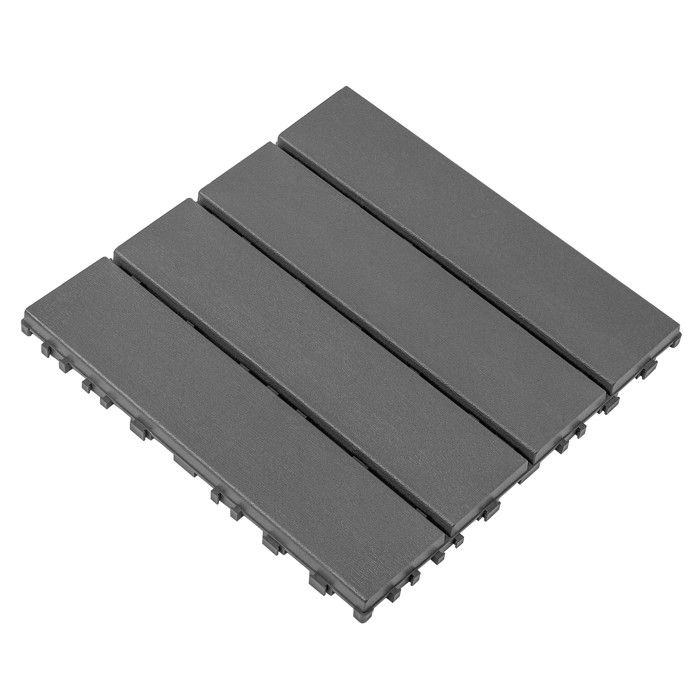Dalles de terrasse emboîtables gris foncé - Lot de 44 - 30 x 30 x 2 cm - Polypropylène - Imperméables