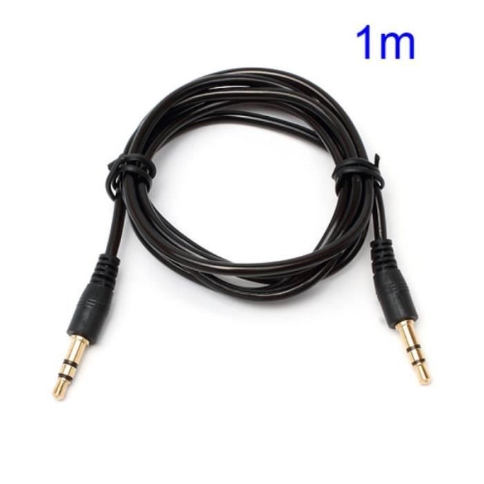 Cable Double Jack 3 5 Mm Longueur 1m Noir Male Male Connecteur Audio Prix Pas Cher Cdiscount