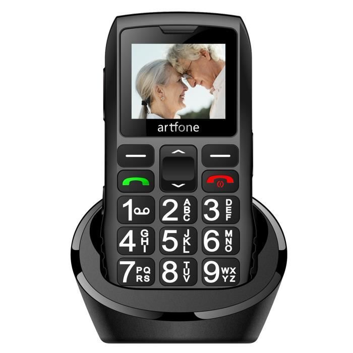 Artfone C1+ Téléphone Portable pour Senior, Station de Charge, Grandes  Touches, Bouton SOS, Radio FM, Batterie 1400mAh, 2G GSM, Noir - Cdiscount  Téléphonie
