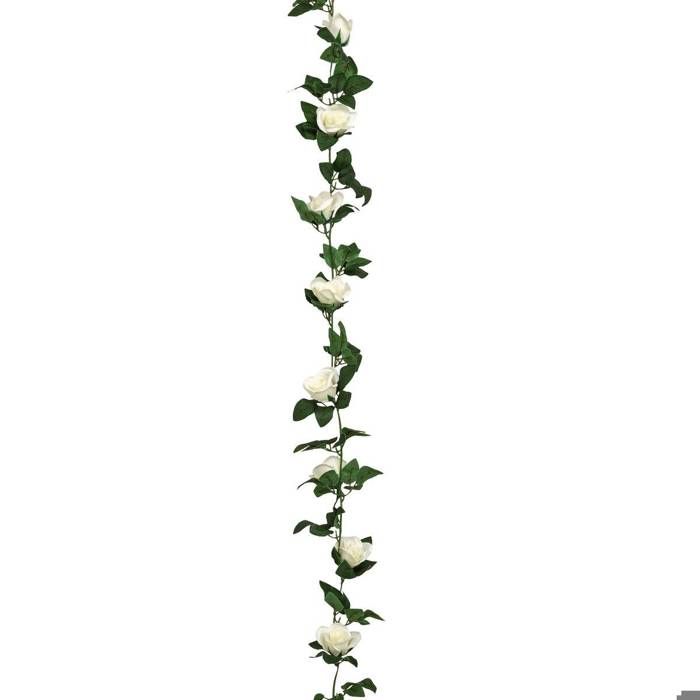 Guirlande de roses artificielle Naki blanc H230cm