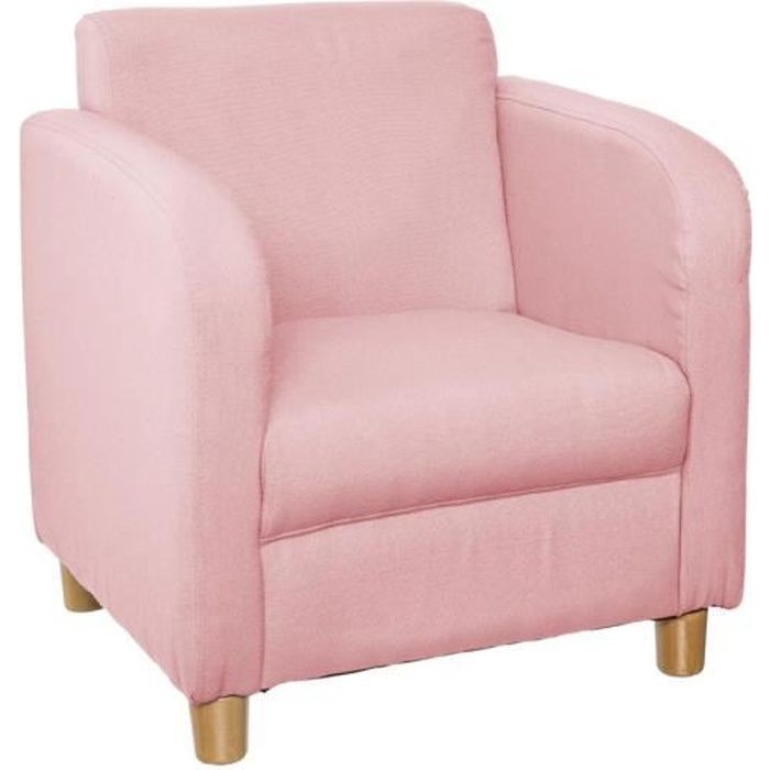 fauteuil pour enfant chic - atmosphera - vieux rose - bois et tissu - l41xl34xh43 cm