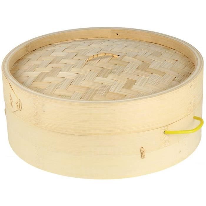 Cuisinière Vapeur En Bambou 2 Niveaux - Panier Vapeur Traditionnel Avec Couvercle | Pour Dim Sum, Légumes, Riz, Raviolis