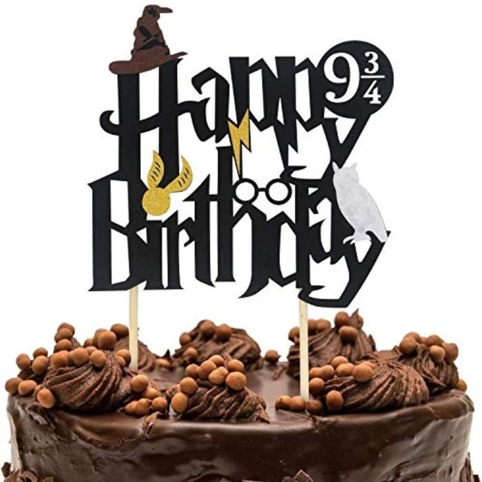 Support A Decorer Double Sided Black Glitter Harry Potter Inspired Joyeux Anniversaire Forme De Gateau Assistant Party Supplies Cdiscount Beaux Arts Et Loisirs Creatifs