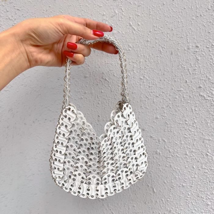 Sac à Main Femme En Paille Tissée Avec Chaîne - Clutch Bohème élégant Pour Plage, Fête, Mariage