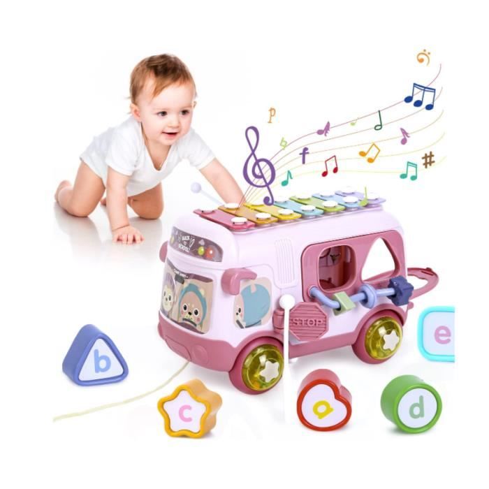 Musfunny Tambour Océan Vague – Instrument Musical Bébé Rouge – Sons De Mer & Perles Colorées – Éveil Sensoriel Enfant