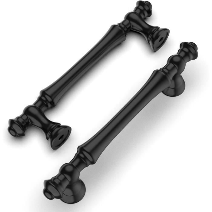 Lot De 10 Poignées De Meuble Cuisine Noir Et Or – 96mm – Aluminium – Tirage