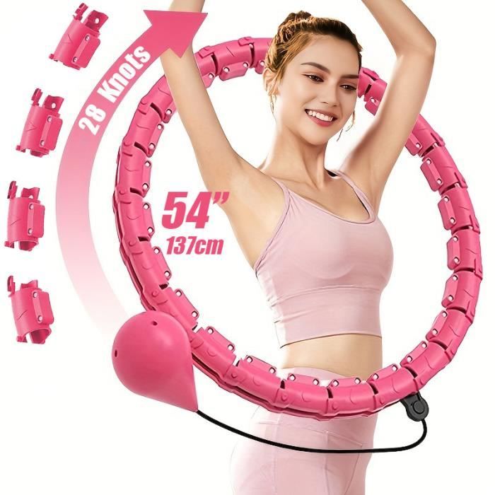 Cerceau Hula Hoop Infinity Lesté Perte De Poids - Design 2 En 1 Rose - 54 Pouces