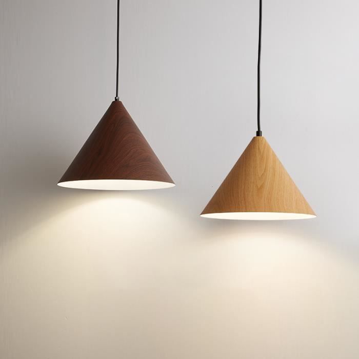 Suspension Luminaire Vintage E27 Intérieur Grand Suspendue Lampes Rétro Bois Edison Lustre Réglable en Hauteur Noir Fer et Verre Abat-jour pour Salon