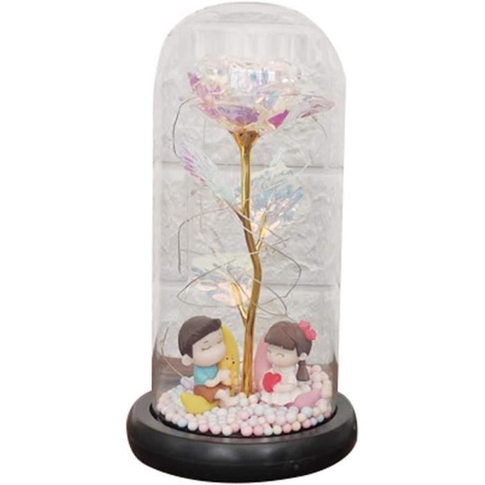 Rose éternelle Sous Cloche LED - Inspiration Belle Et Bête - Cadeau Romantique