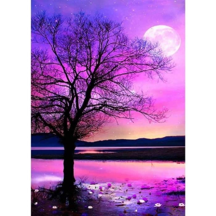 Tableau Diamant 5D JLANEZI - Broderie Diamants Ronds, Motif Cerf Paysage, 30x40 Cm, Kit DIY Art Créatif