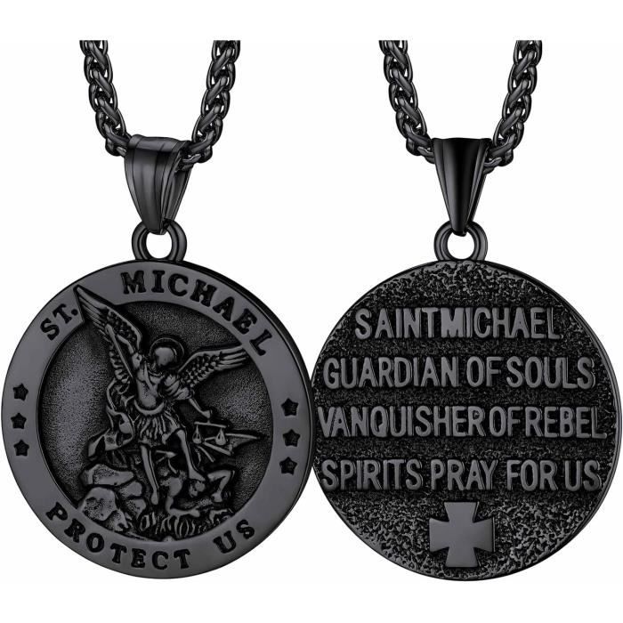 Collier Archange Michel En Acier Inoxydable - Pendentif De Protection - Chaîne Réglable 55+5 Cm