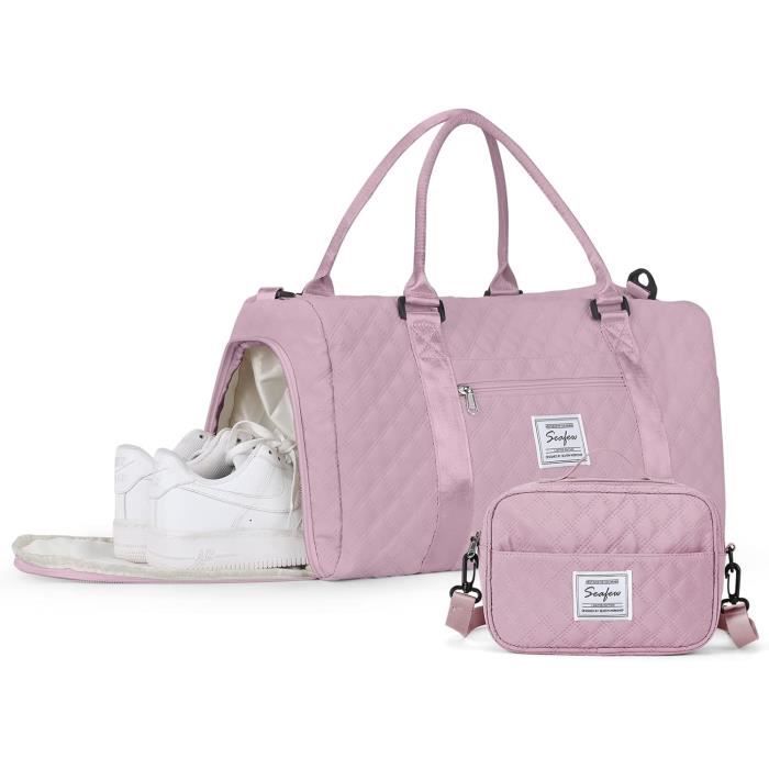Sac De Sport Voyage Femme/Fille - Compartiment à Chaussures Et Poche Humide - 41x26x25 Cm, Imperméable - Gym, Week-end - 8