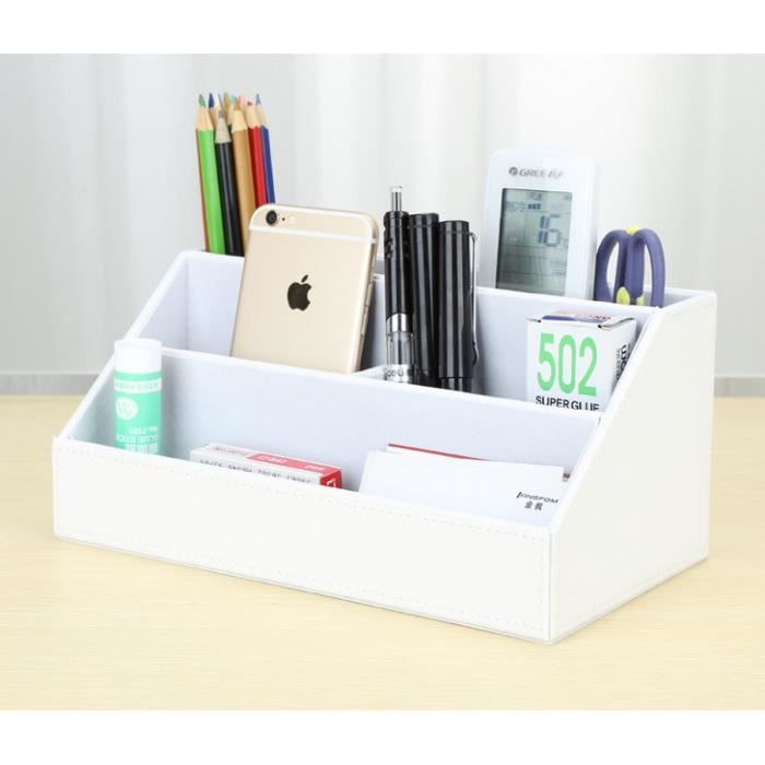 Organisateur De Bureau Blanc En Cuir Voiture Coffret Boite