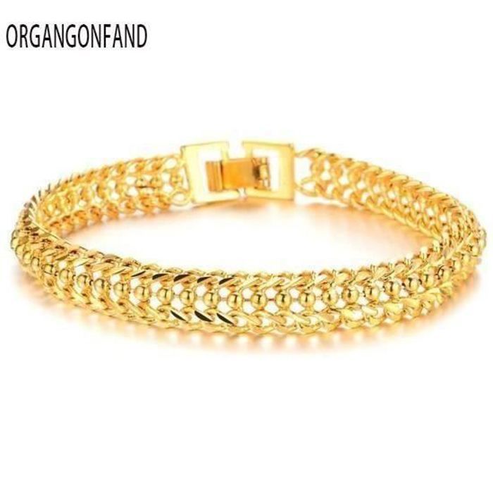 Bracelet en or jaune 18k plaqué - Organgonfand - Charme lien délicat - Femme Bracelet en or jaune 18k plaqué - Organgonfand - Charme lien délicat - Femme