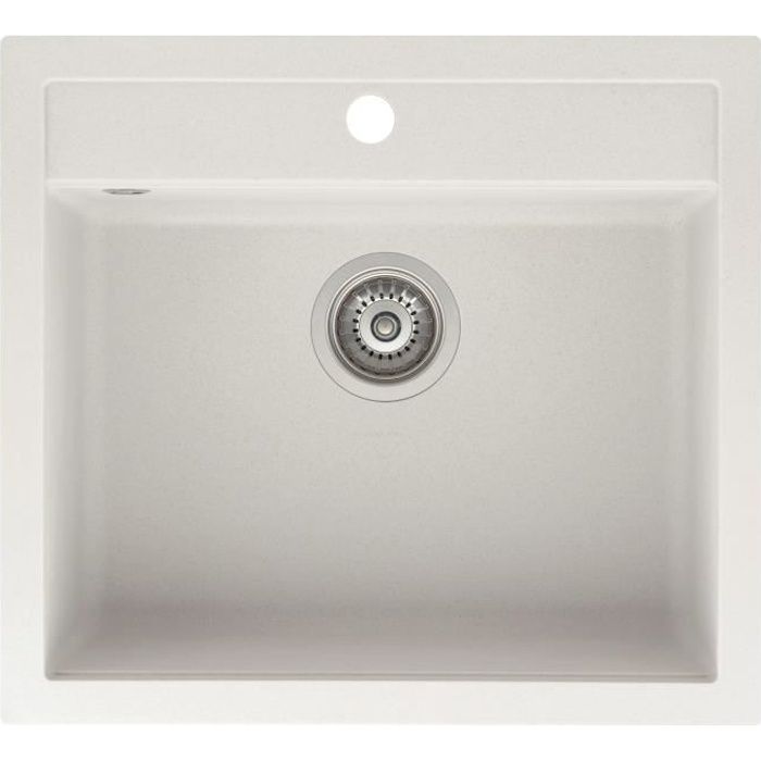 evier carre 1 bac sans egouttoir granit blanc cdiscount bricolage