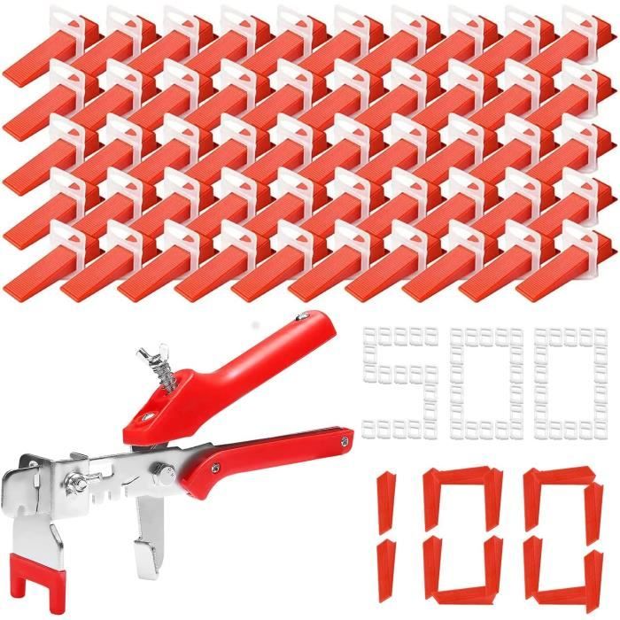 Kit Croisillons Autonivelants Pour Carrelage - 400 Croisillons + 200 Cales + 1 Pince, Réutilisable - 10