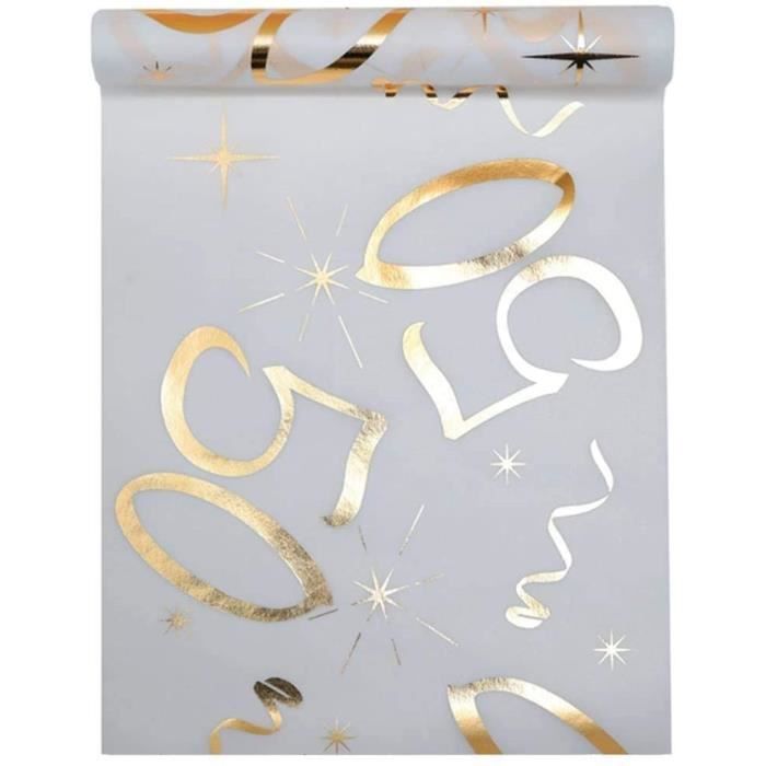 Rouleau Chemin De Table Or 30cm X 20m - Décoration Mariage, Anniversaire, Baptême - Polyester Brillant - Ciseaux Inclus