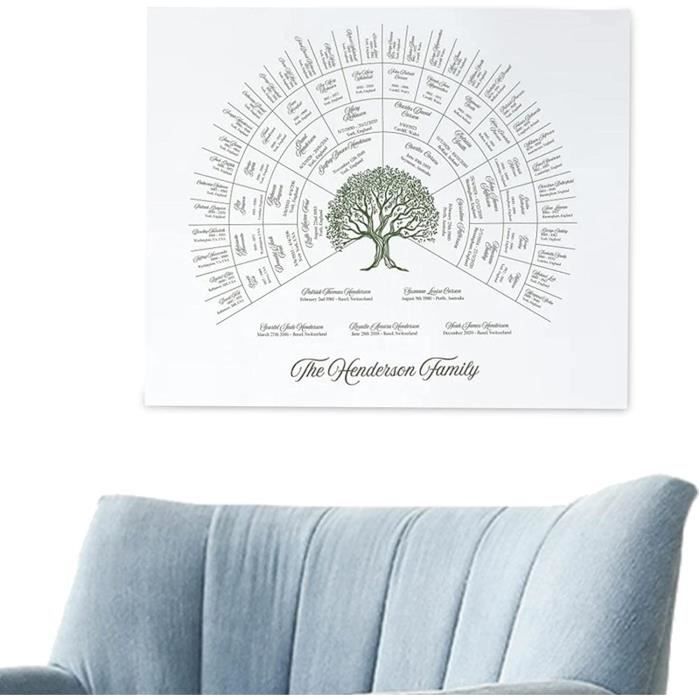 Arbre Généalogique Personnalisable 40x60cm - Poster Vierge à Remplir à La Main Pour Retracer L'Histoire De Votre Famille