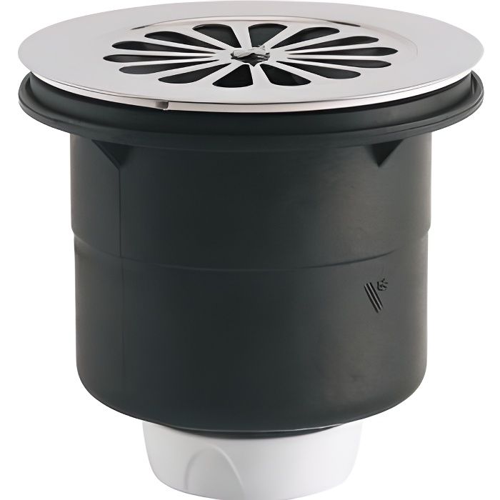Bonde siphoïde plastique VALENTIN - Ø90mm - grille inox - sortie verticale