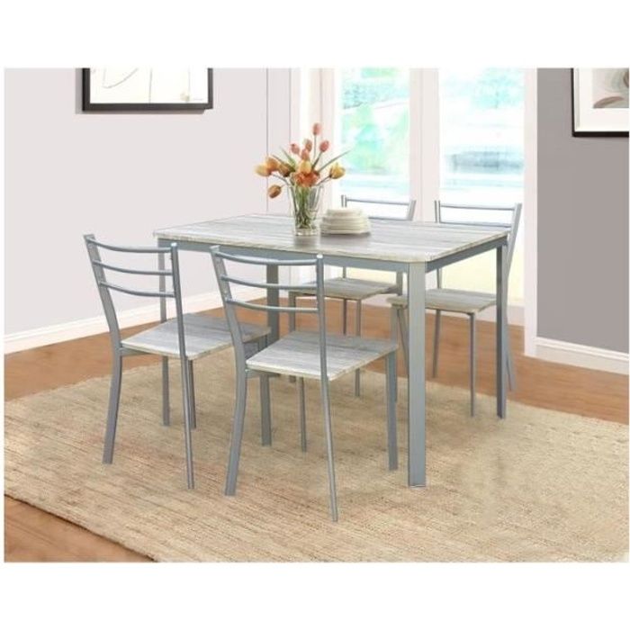 Ensemble Table Chaise Cuisine Gris Achat Vente Pas Cher
