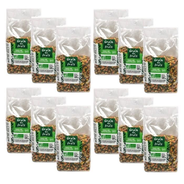 lot 12x trio de lentilles bio grain de frais paquet 500g achat vente lentilles de contact mixte cdiscount