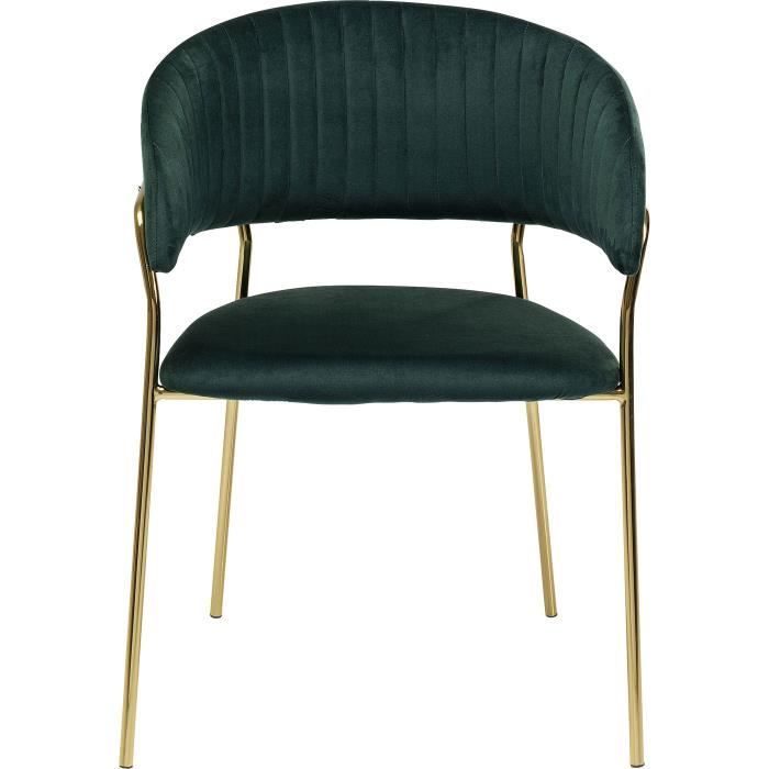 chaise avec accoudoirs - kare - belle velours vert - style vintage - pour salle à manger