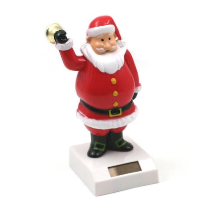 Figurine Animée Père Noël à énergie Solaire - Avec Clochette - Base Avec Panneau Solaire - Décoration De Noël Animée