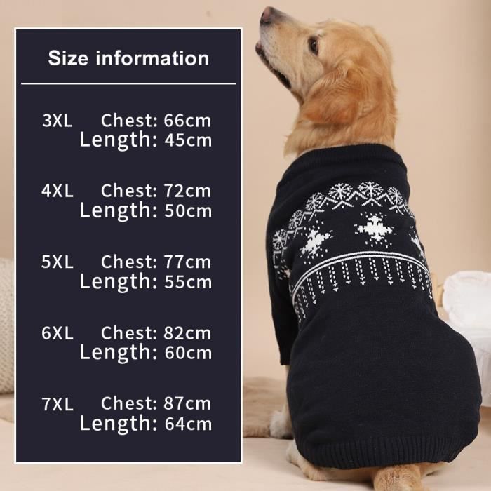 Black 6XL pull rouge chaud flocon de neige pour gros chiens