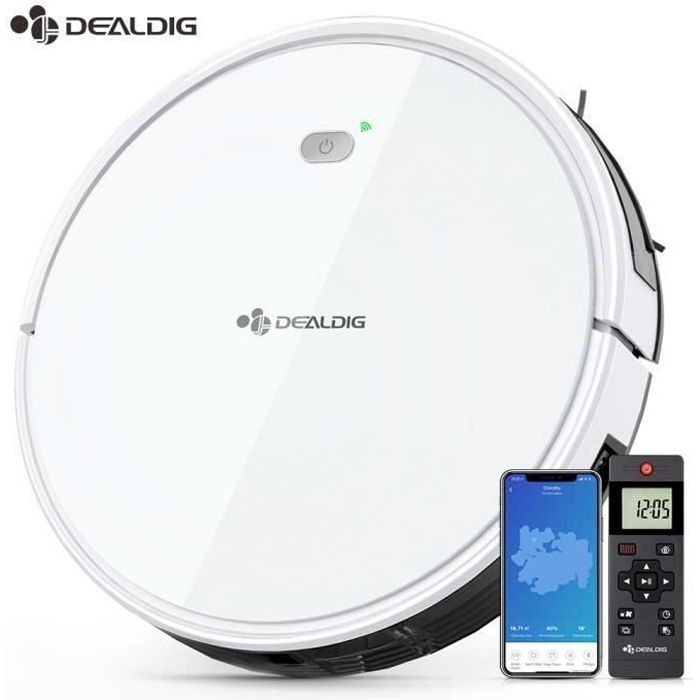 dealdig aspirateur robot version amelioree navigation au gyroscope app wifi commande vocale 1800pa 120min de longue endurance cdiscount electromenager