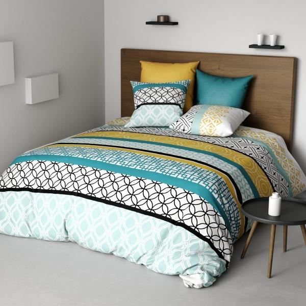 Atelier du Coton parure de lit 3 pi/èces 240X260cm imprim/ée 57fils CITE DOR 100/% coton