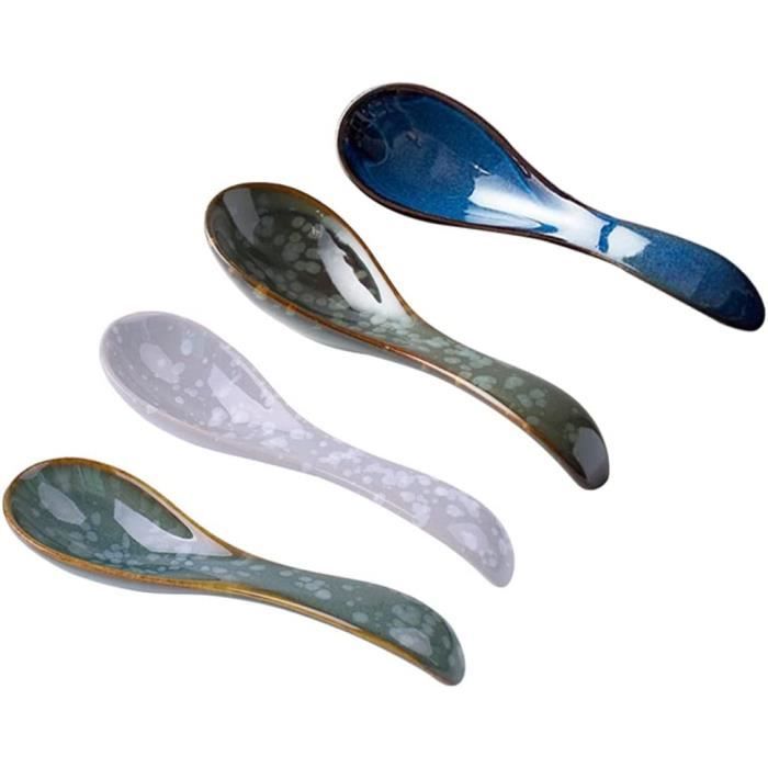 4 Pièces en Céramique Cuillères À Soupe Louche Chinois Japonais Porcelaine Ramen Cuillères de Riz Asiatique Vaisselle